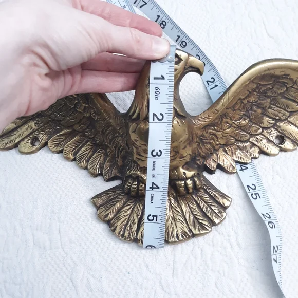 Large 4LB Brass Bald Eagle Wall Door House Plaque Gold Hanging America Patriotic - Picture 8 of 15